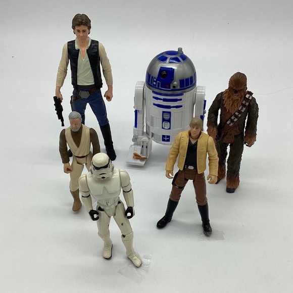 Star Wars Action Figure Lot – Han Solo, Luke Skywalker, Obi-Wan, Chewbacca, R2-D - Picture 1 of 6